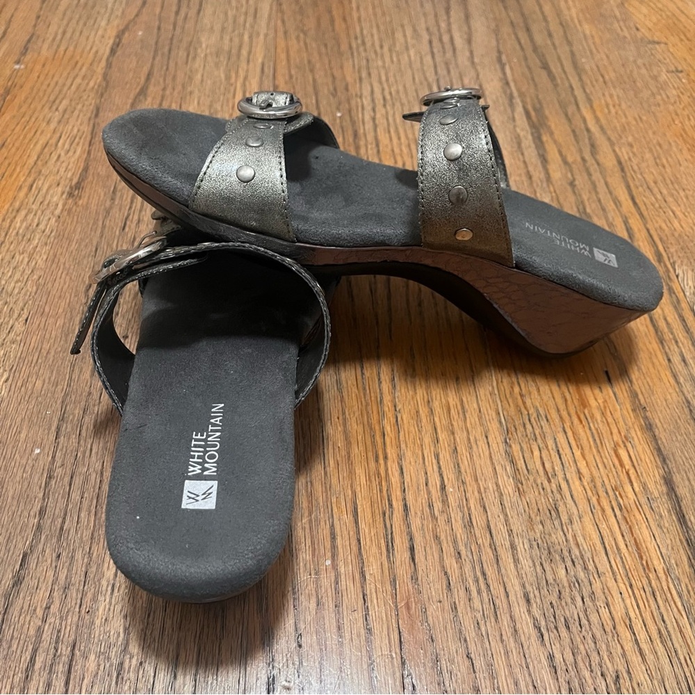 White mountain Fantasy wedge slides pewter slide NEW size 8
